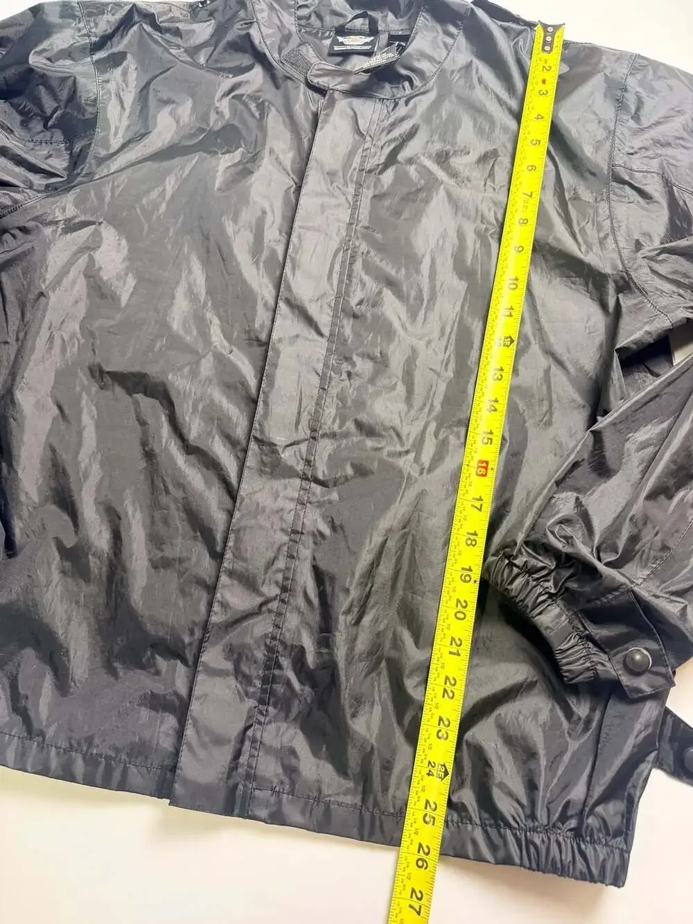 VTG Harley Davidson Motorcycle Genuine Black Rain Jacket Windbreaker Men’s Large